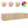 TV staliukas Sieninės TV spintelės su LED, 2vnt., sonoma ąžuolo, 80x35x31cm