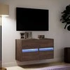 TV staliukas Sieninės TV spintelės su LED, 2vnt., rudos ąžuolo, 41x31x45cm