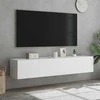 TV staliukas Sieninės TV spintelės su LED, 2vnt., baltos, 80x35x31cm