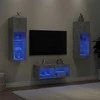 TV staliukas Sieninės TV spintelės su LED lemputėmis, 4 dalių, betono pilkos