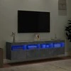 TV staliukas Sieninės TV spintelės su LED, 2vnt., betono pilkos, 80x30x40cm