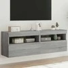 TV staliukas Sieninės TV spintelės su LED, 2vnt., pilka ąžuolo, 60x30x40cm