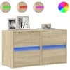 TV staliukas Sieninės TV spintelės su LED, 2vnt., sonoma ąžuolo, 41x31x45cm