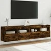 TV staliukas Sieninės TV spintelės su LED, 2vnt., dūminės ąžuolo, 80x30x40cm