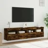 TV staliukas Sieninės TV spintelės su LED, 2vnt., dūminės ąžuolo, 80x30x40cm
