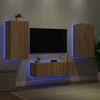 TV staliukas Sieninės TV spintelės su LED lemputėmis, 3 dalių, ąžuolo