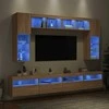 TV staliukas Sieninės TV spintelės su LED lemputėmis, 8vnt., ąžuolo spalvos