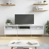 TV staliukas Televizoriaus spintelė, balta, 150x30x44,5cm, mediena, blizgi