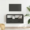 TV staliukas Televizoriaus spintelė, juoda, 80x31x39,5cm, mediena/metalas