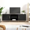 TV staliukas Televizoriaus spintelė, juoda, 150x30x50cm, apdirbta mediena