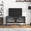 TV staliukas Televizoriaus spintelė, juoda, 105x35x50cm, stiklas ir plienas
