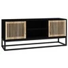 TV staliukas Televizoriaus spintelė, juoda, 105x30x45cm, mediena ir geležis