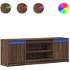 TV staliukas Televizoriaus spintelė su LED, ruda, 139,5x34x50cm, mediena