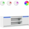 TV staliukas Televizoriaus spintelė su LED, balta, 139,5x34x50cm, mediena