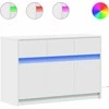TV staliukas Televizoriaus spintelė su LED, balta, 91x34x61cm, mediena