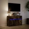 TV staliukas Televizoriaus spintelė su LED, dūminė, 91x34x61cm, mediena