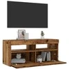 TV staliukas Televizoriaus spintelė su LED, medienos, 90x35x40cm, mediena