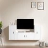 TV staliukas Televizoriaus spintelių komplektas, 3 dalių, baltas, mediena