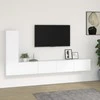 TV staliukas Televizoriaus spintelių komplektas, 3 dalių, baltas, mediena