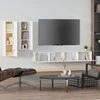 TV staliukas Televizoriaus spintelių komplektas, 4 dalių, baltas, mediena