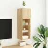 TV staliukas TV spintelė su LED lemputėmis, ąžuolo spalvos, 30,5x30x90cm
