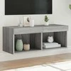 TV staliukas TV spintelė su LED lemputėmis, pilka ąžuolo, 80x30x30cm