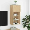 TV staliukas TV spintelė su LED lemputėmis, ąžuolo spalvos, 40,5x30x90cm