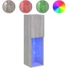 TV staliukas TV spintelė su LED lemputėmis, pilka ąžuolo, 30,5x30x102cm
