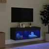 TV staliukas TV spintelė su LED lemputėmis, juodos spalvos, 80x30x30cm