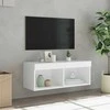TV staliukas TV spintelė su LED lemputėmis, baltos spalvos, 80x30x30cm