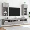 TV staliukas TV spintelė su LED lemputėmis, pilka ąžuolo, 40,5x30x90cm