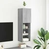 TV staliukas TV spintelė su LED lemputėmis, pilka ąžuolo, 30,5x30x102cm