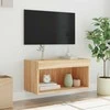 TV staliukas TV spintelė su LED lemputėmis, ąžuolo spalvos, 60x30x30cm