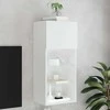 TV staliukas TV spintelė su LED lemputėmis, baltos spalvos, 40,5x30x90cm