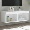TV staliukas TV spintelė su LED lemputėmis, baltos spalvos, 80x30x30cm