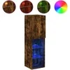 TV staliukas TV spintelė su LED lemputėmis, dūminio ąžuolo, 30,5x30x102cm