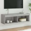 TV staliukas TV spintelė su LED lemputėmis, pilka ąžuolo, 100x30x30cm
