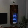 TV staliukas TV spintelė su LED lemputėmis, dūminio ąžuolo, 30,5x30x102cm