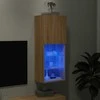 TV staliukas TV spintelė su LED lemputėmis, ąžuolo spalvos, 40,5x30x102cm