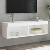 TV staliukas TV spintelė su LED lemputėmis, baltos spalvos, 100x30x30cm