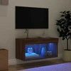 TV staliukas TV spintelė su LED lemputėmis, ruda ąžuolo, 60x30x30cm