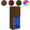 TV staliukas TV spintelė su LED lemputėmis, ruda ąžuolo, 40,5x30x102cm