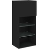 TV staliukas TV spintelė su LED lemputėmis, juodos spalvos, 40,5x30x90cm