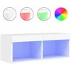 TV staliukas TV spintelė su LED lemputėmis, baltos spalvos, 80x30x30cm