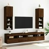TV staliukas TV spintelė su LED lemputėmis, ruda ąžuolo, 30,5x30x102cm