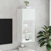 TV staliukas TV spintelė su LED lemputėmis, baltos spalvos, 40,5x30x90cm