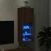 TV staliukas TV spintelė su LED lemputėmis, ruda ąžuolo, 40,5x30x102cm
