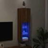 TV staliukas TV spintelė su LED lemputėmis, ruda ąžuolo, 30,5x30x102cm