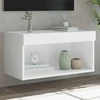 TV staliukas TV spintelė su LED lemputėmis, baltos spalvos, 60x30x30cm