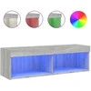 TV staliukas TV spintelė su LED lemputėmis, pilka ąžuolo, 100x30x30cm